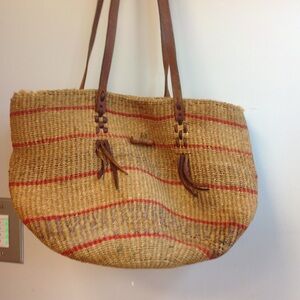 Vintage Sisal Brown Handbag Straw Woven Market
